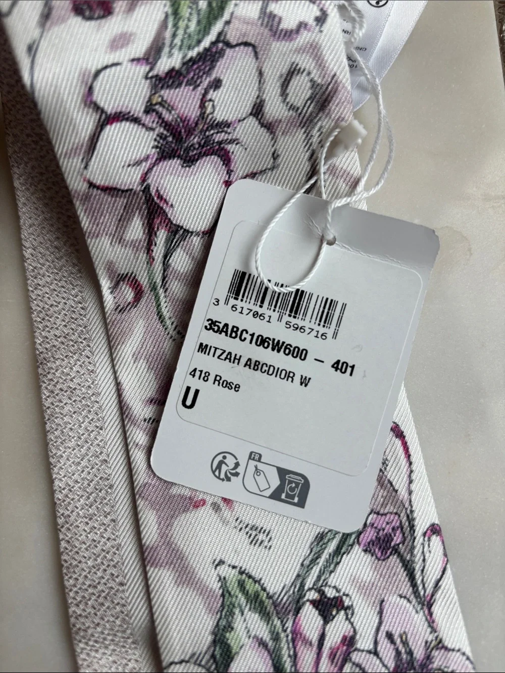 Christian Dior Mitzah W ABC Silk Scarf Rose New